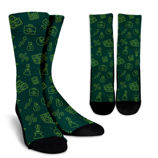 Accounting Financial Pattern Print Design 02 Crew Socks