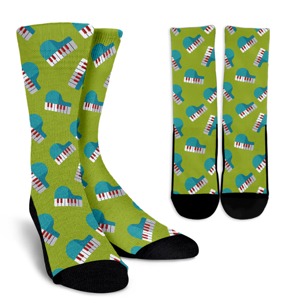 Piano Pattern Print Design 03 Crew Socks