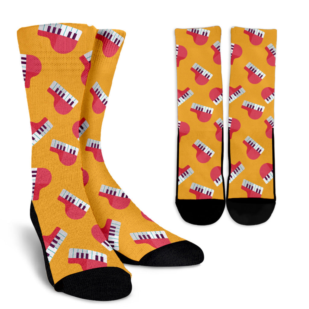 Piano Pattern Print Design 02 Crew Socks