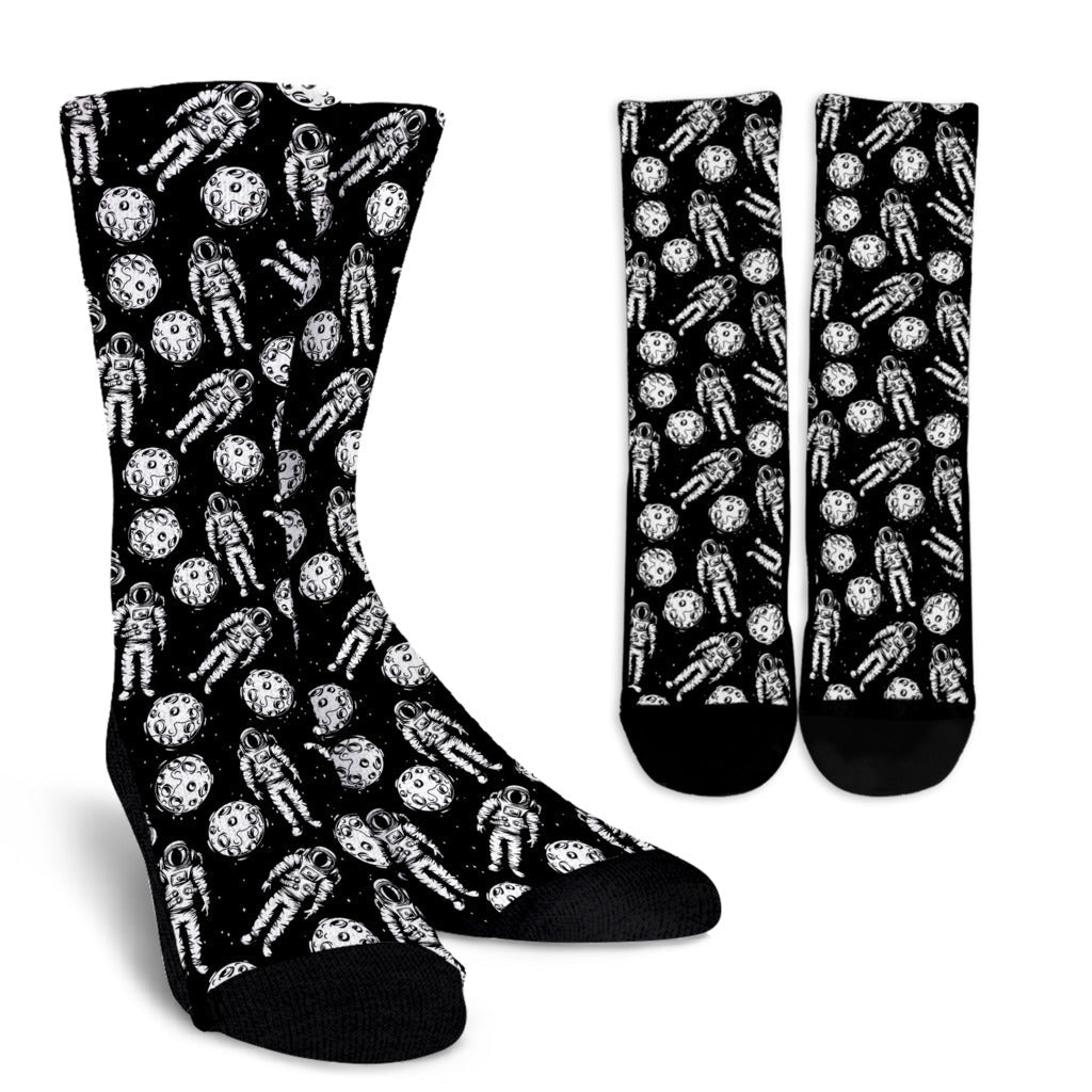 Astronaut Pattern Print Design 03 Crew Socks