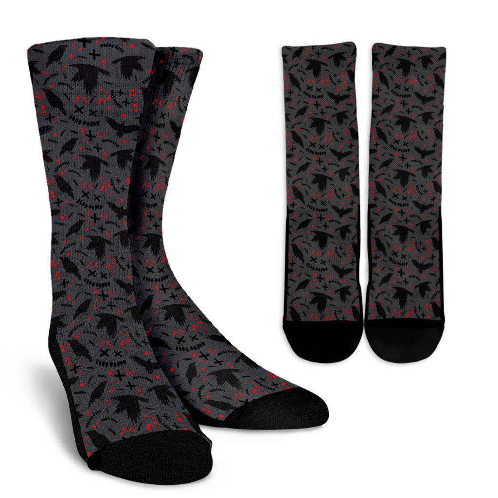 Crow Pattern Print Design 02 Crew Socks