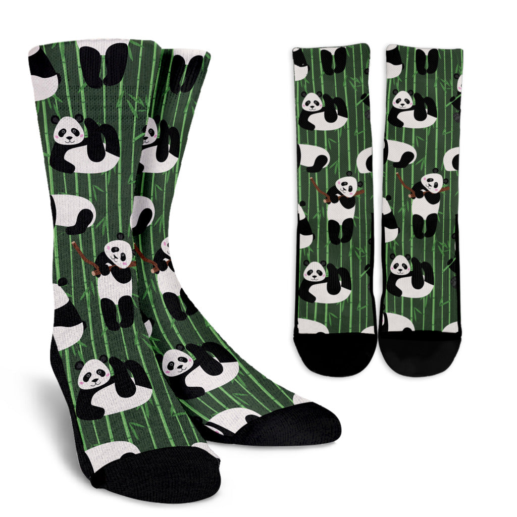 Panda Pattern Print Design A04 Crew Socks