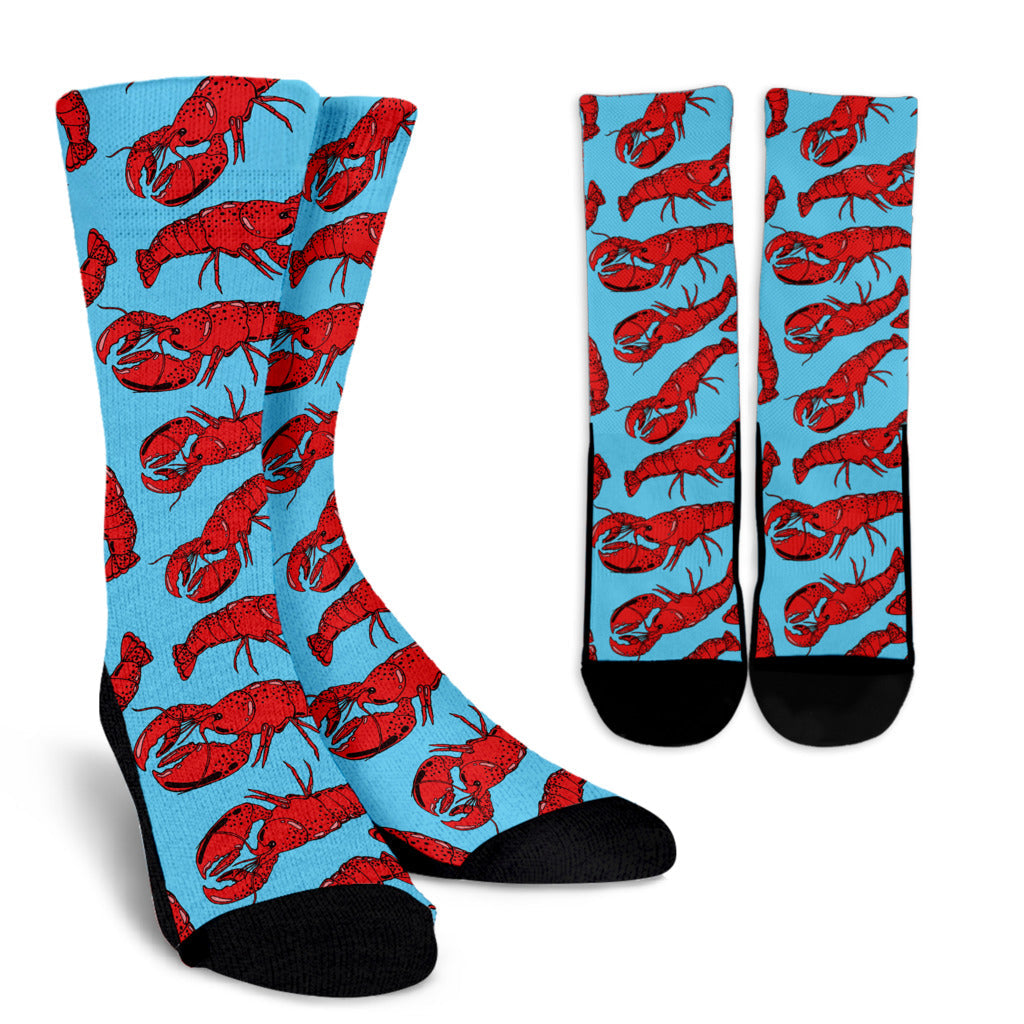 Lobster Red Pattern Print Design 03 Crew Socks