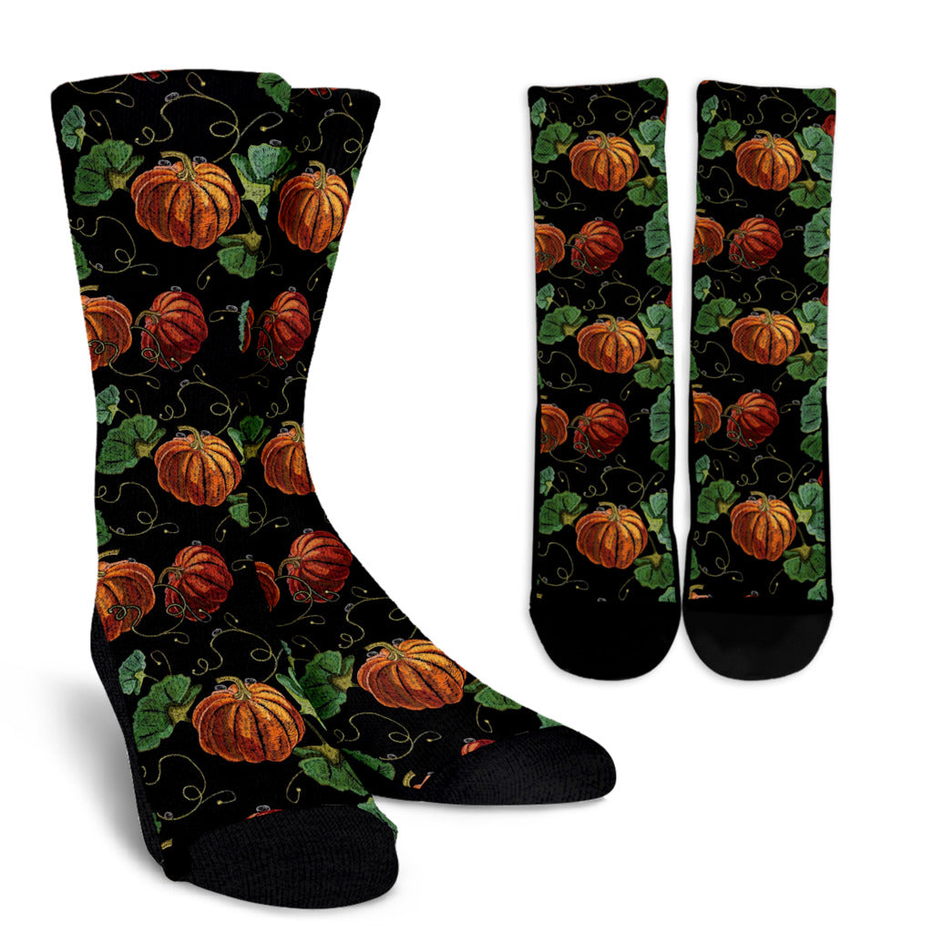 Pumpkin Pattern Print Design A02 Crew Socks