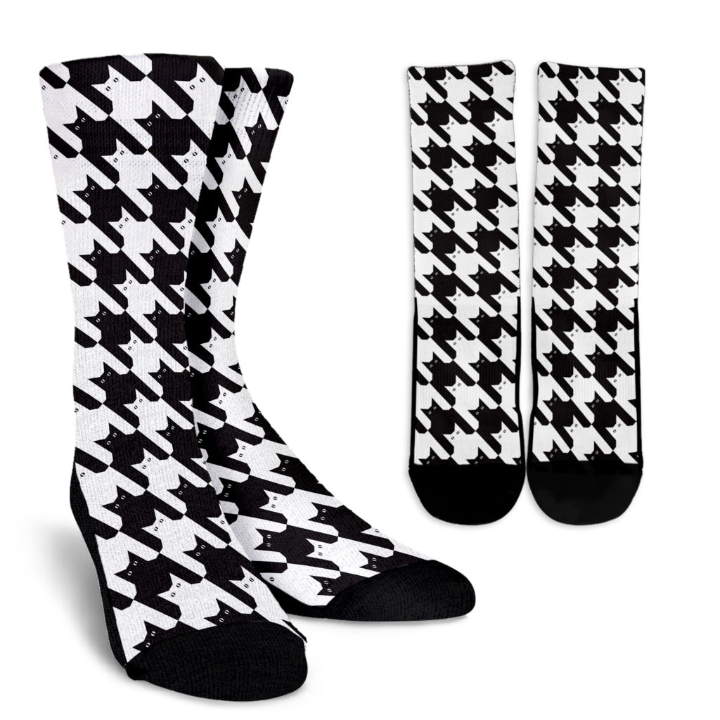 Cat HoundstoothPattern Print Design 01 Crew Socks