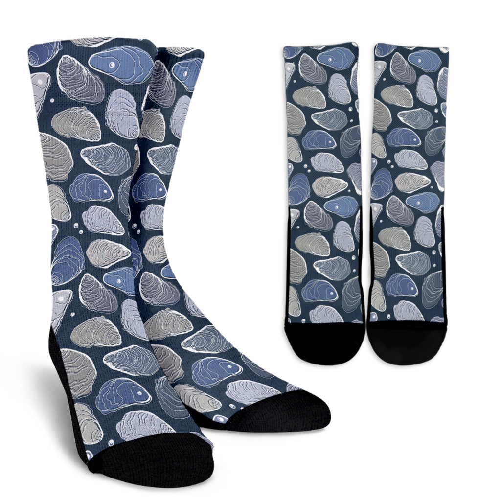Oyster Pattern Print Design 02 Crew Socks