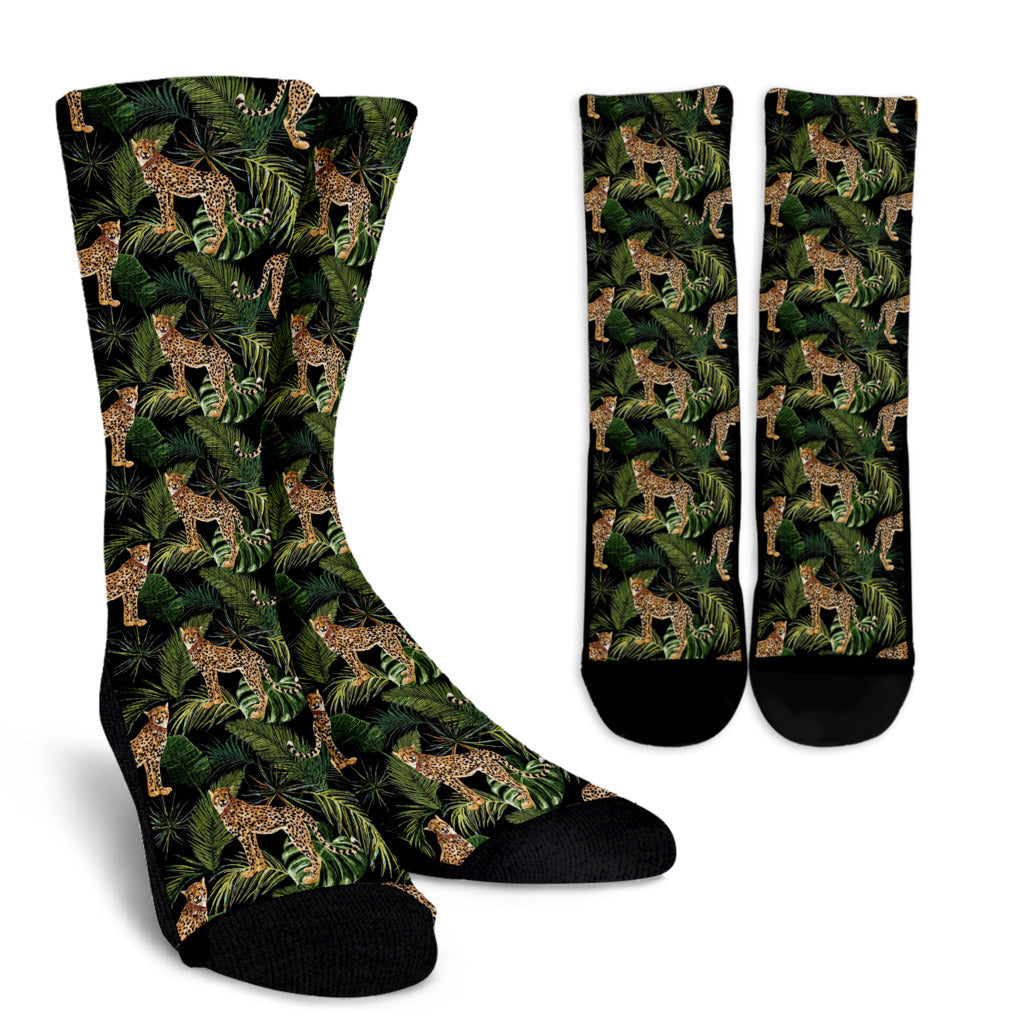 Cheetah Pattern Print Design 05 Crew Socks