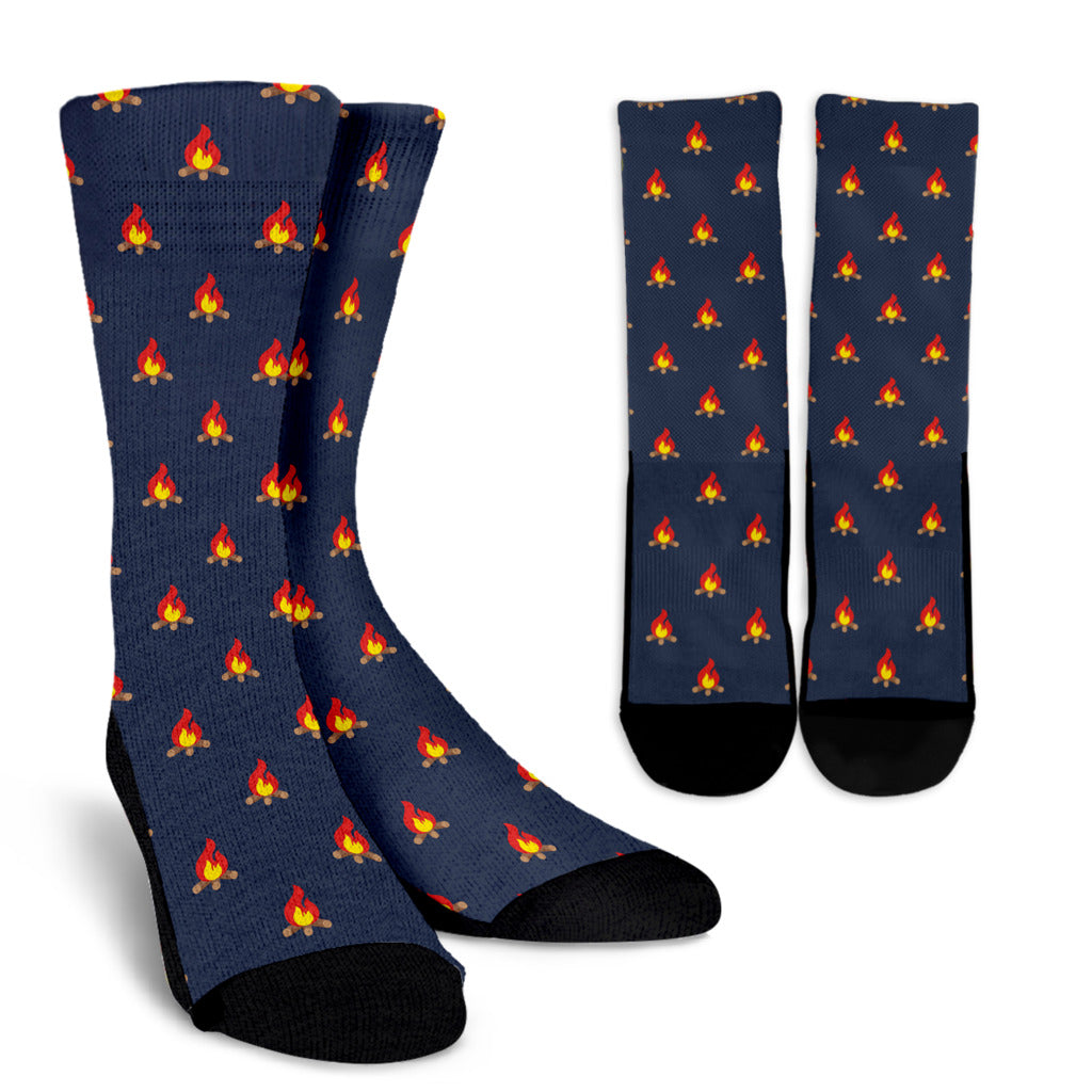 Campfire Pattern Print Design 02 Crew Socks