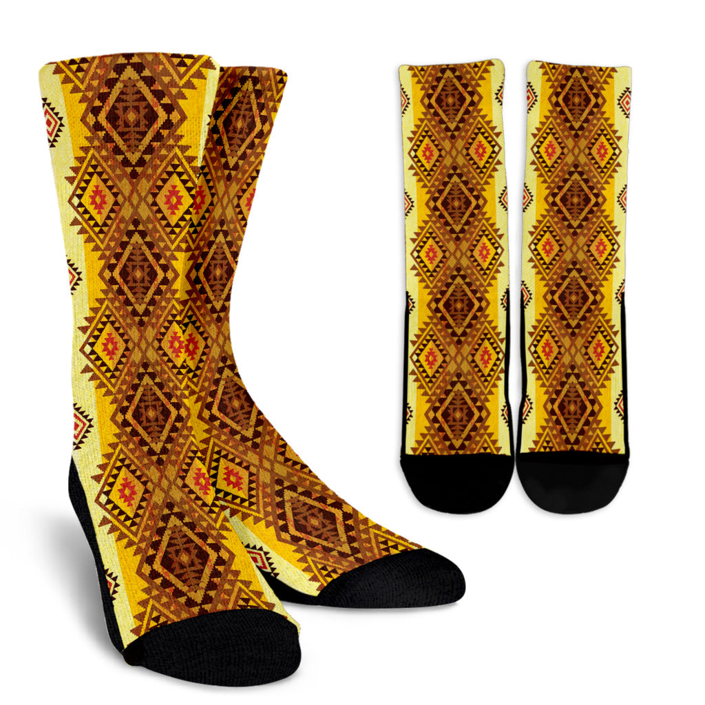 Native Pattern Print Design A09 Crew Socks