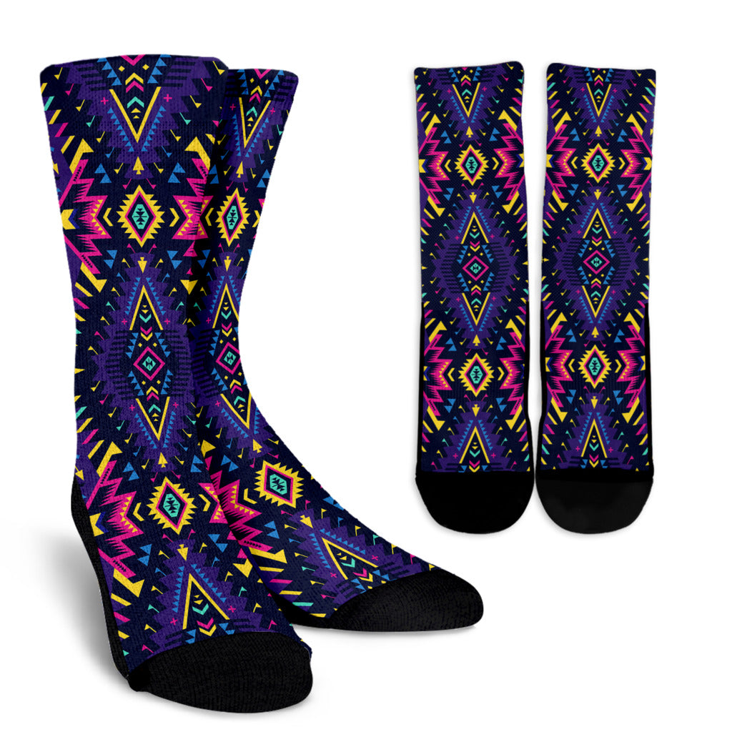 Aztec Pattern Print Design 07 Crew Socks