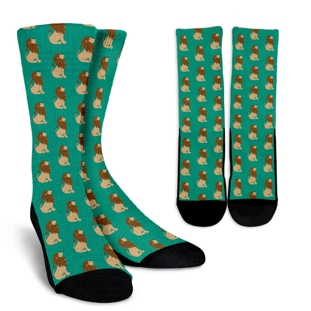 Lion Pattern Print Design 02 Crew Socks