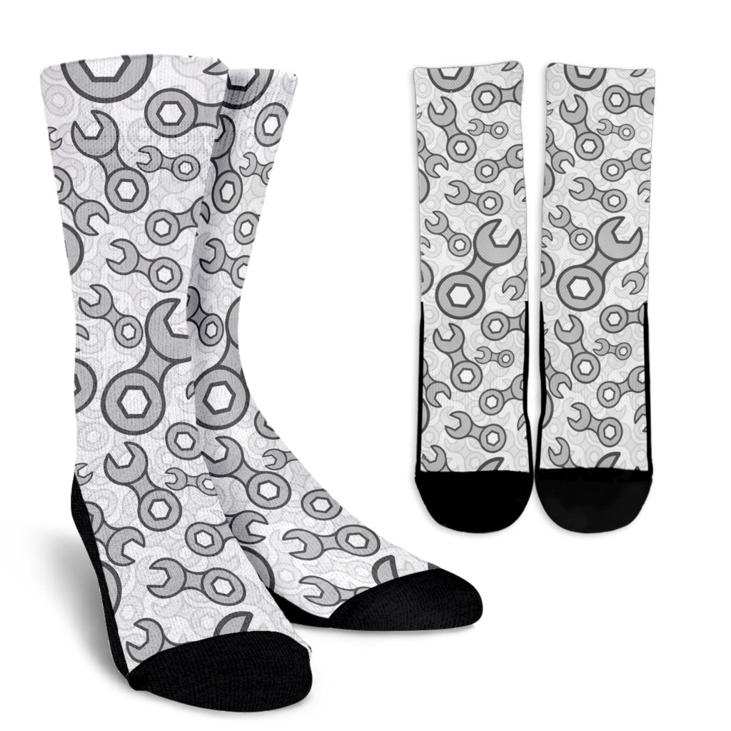 Mechanic Pattern Print Design 05 Crew Socks