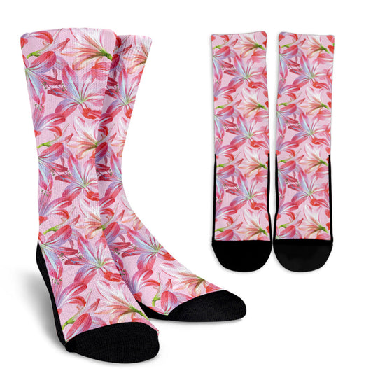 Amaryllis Pattern Print Design 02 Crew Socks