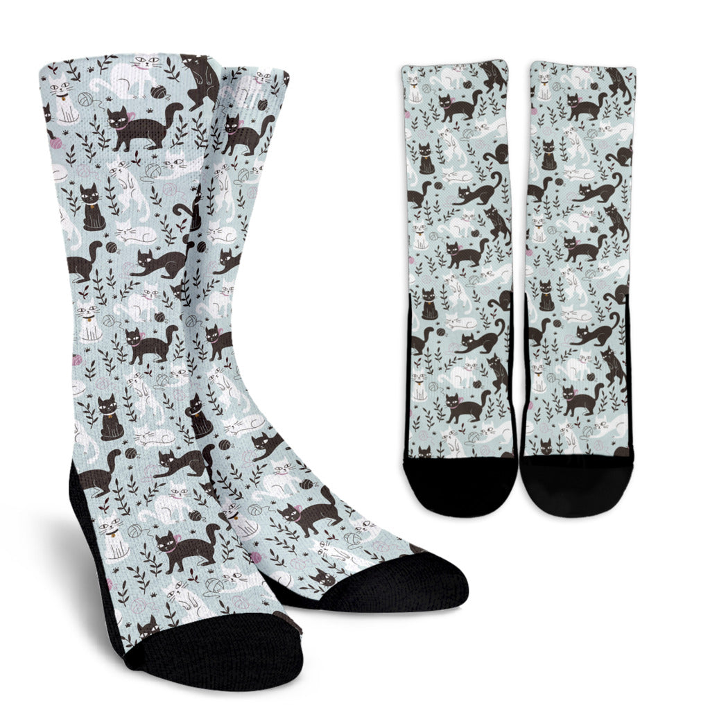 Cat Pattern Print Design 08 Crew Socks