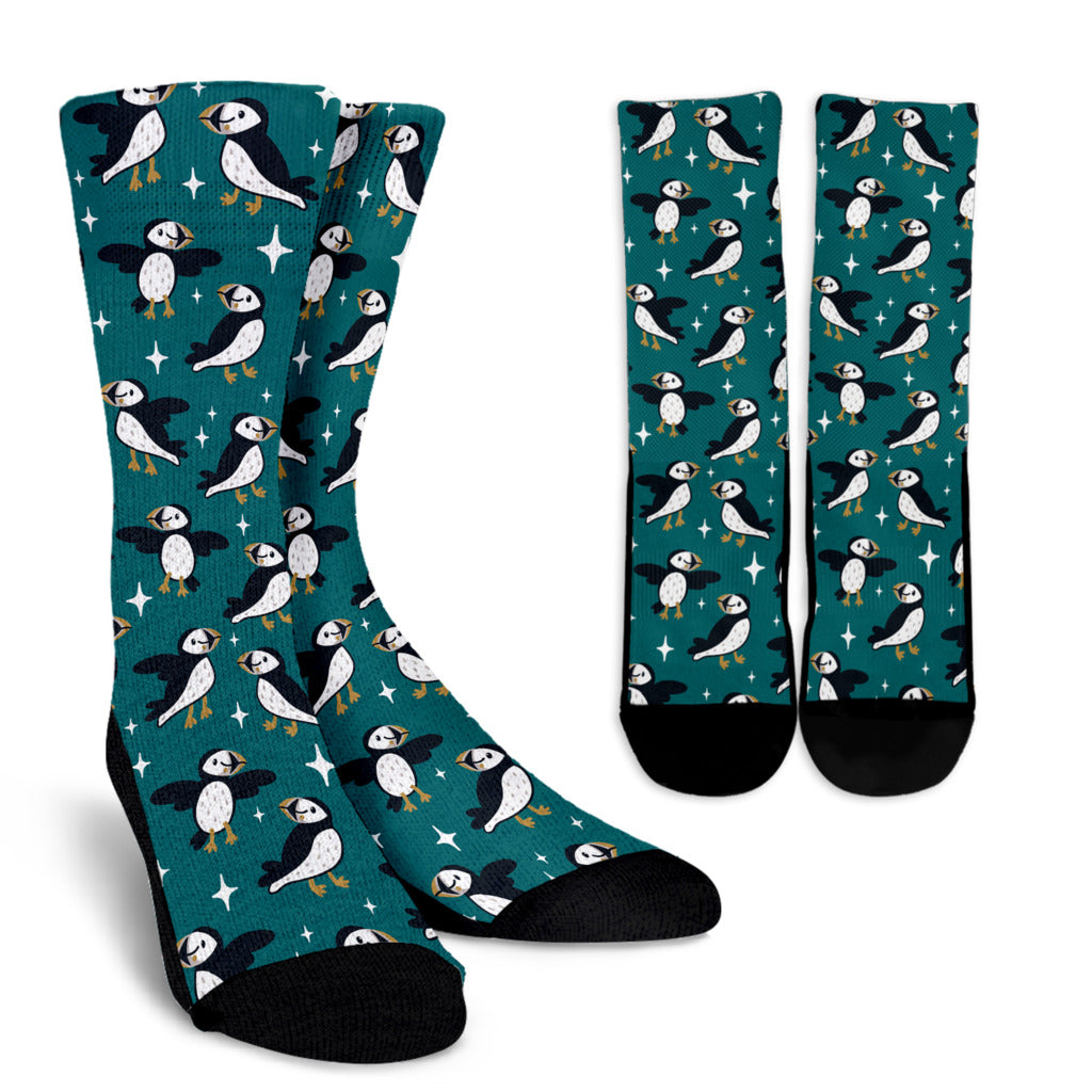 Puffin Pattern Print Design A05 Crew Socks