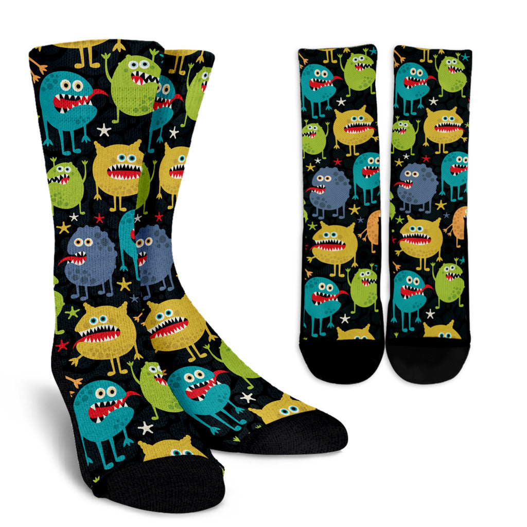 Monster Pattern Print Design 01 Crew Socks