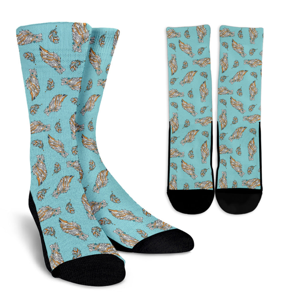 Angel Wings Pattern Print Design 03 Crew Socks