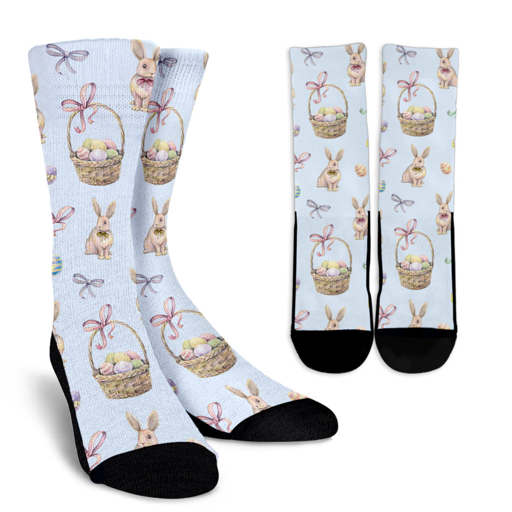 Rabbit Easter Eggs Pattern Print Design 03 Crew Socks