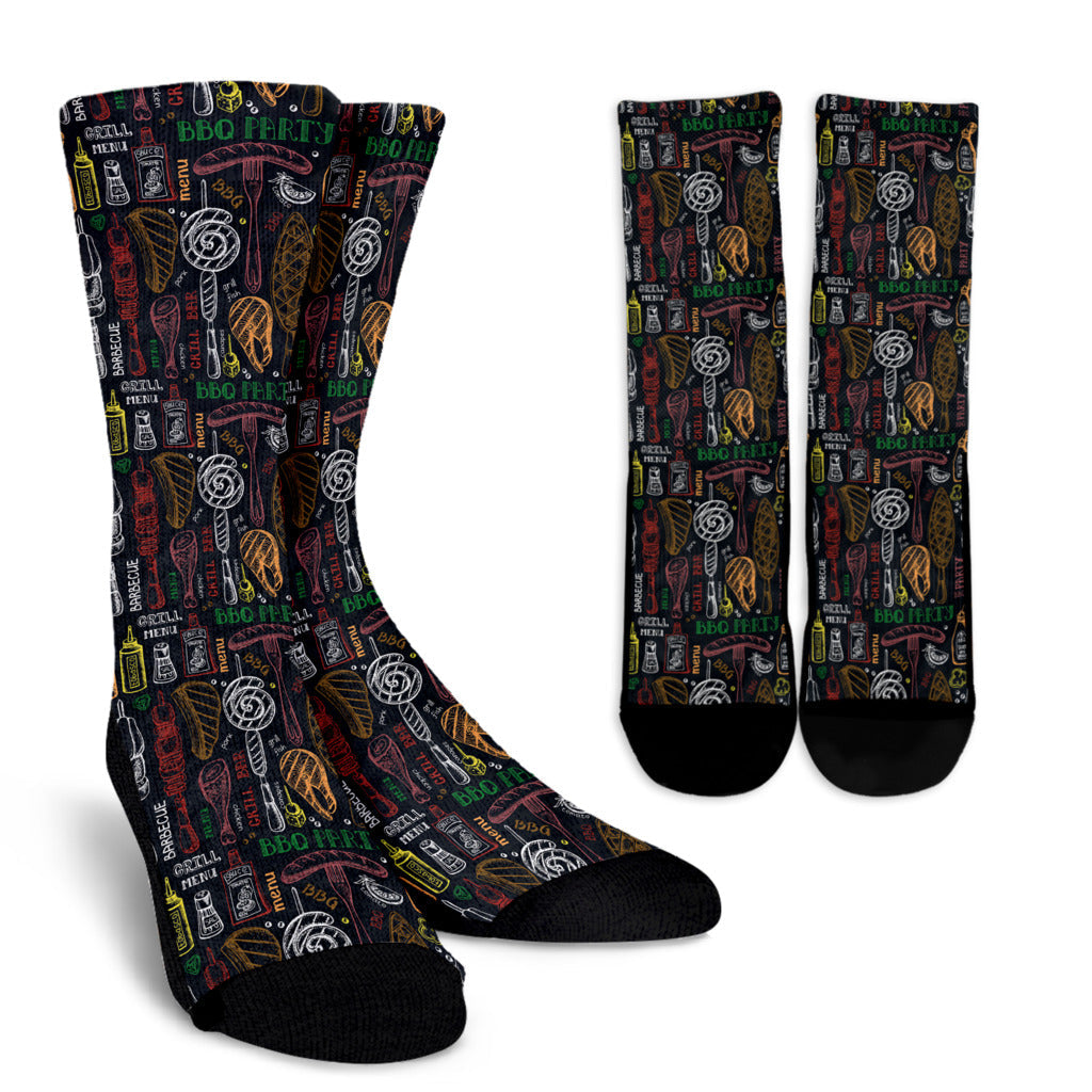 Barbecue Pattern Print Design 03 Crew Socks
