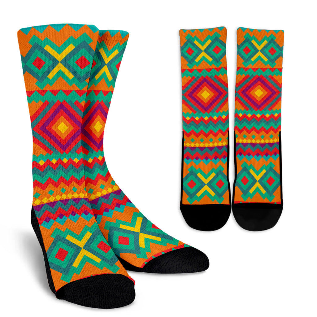 Mexican Pattern Print Design 04 Crew Socks