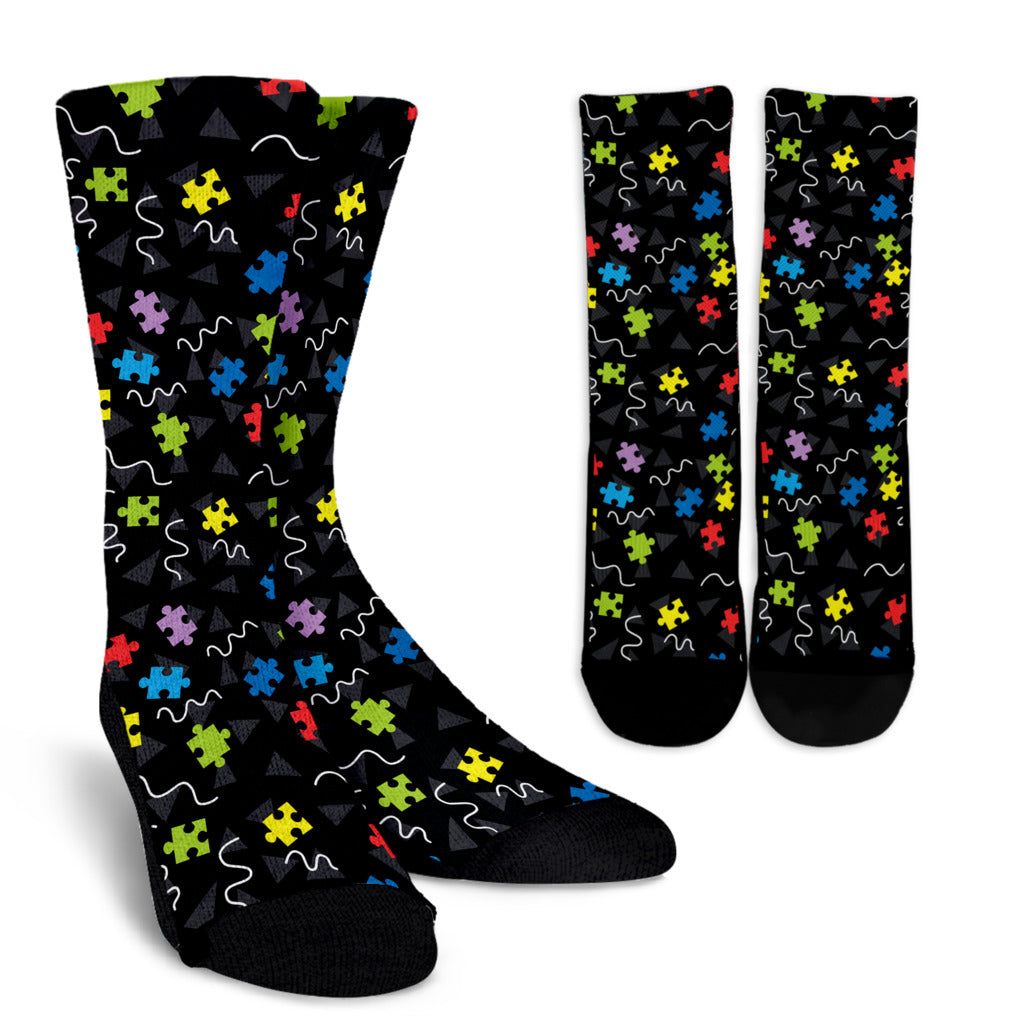 Autism Awareness Pattern Print Design 01 Crew Socks