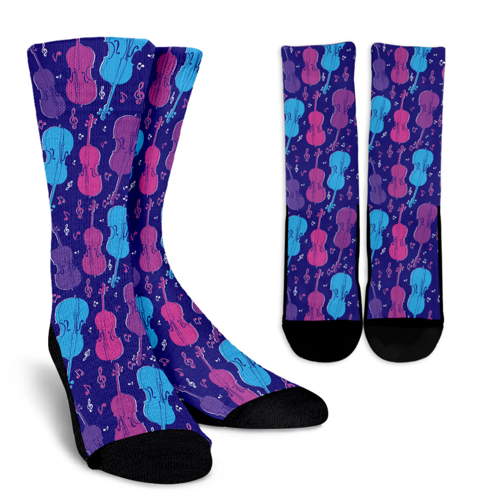 Cello Pattern Print Design 01 Crew Socks