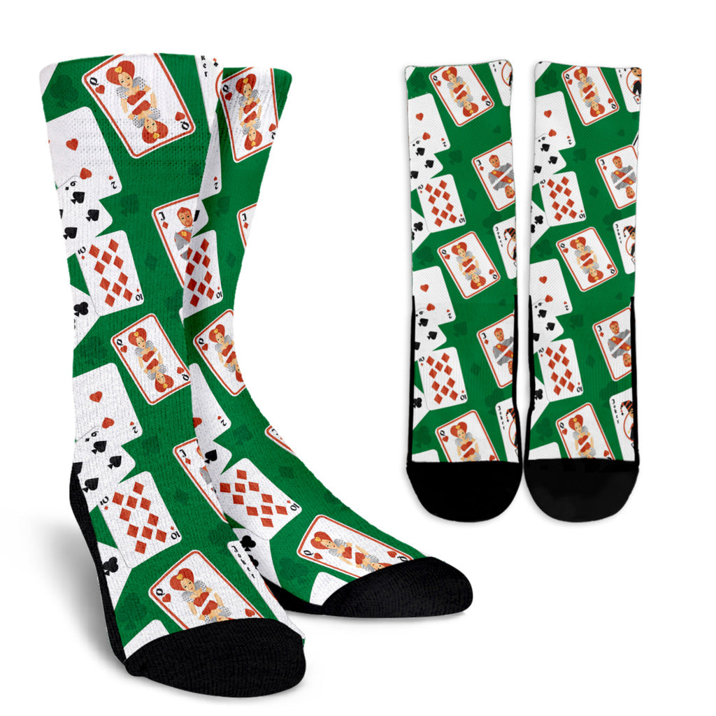 Poker Cards Pattern Print Design A03 Crew Socks