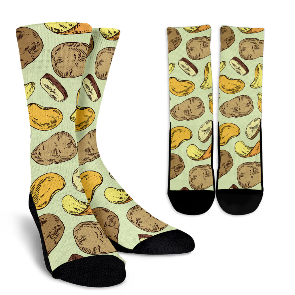 Potato Pattern Print Design A03 Crew Socks