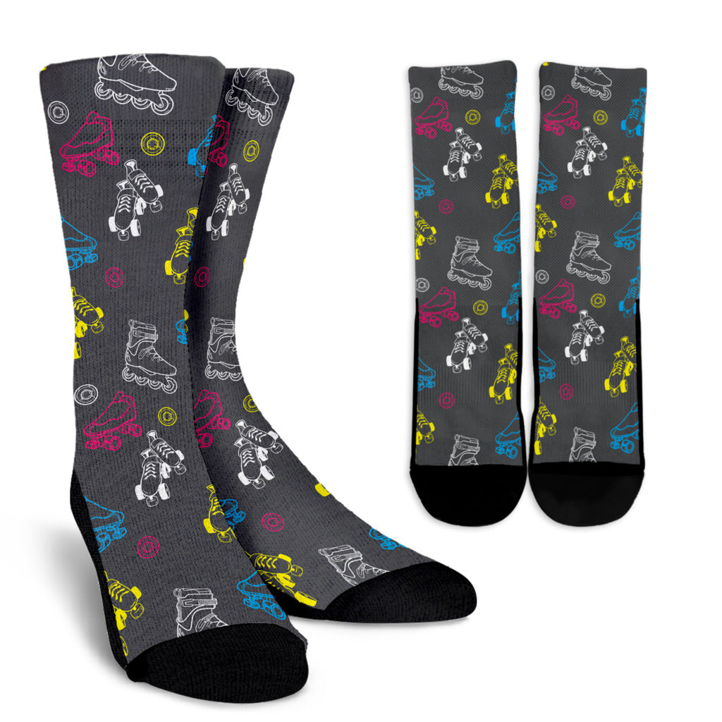 Roller skate Pattern Print Design A02 Crew Socks