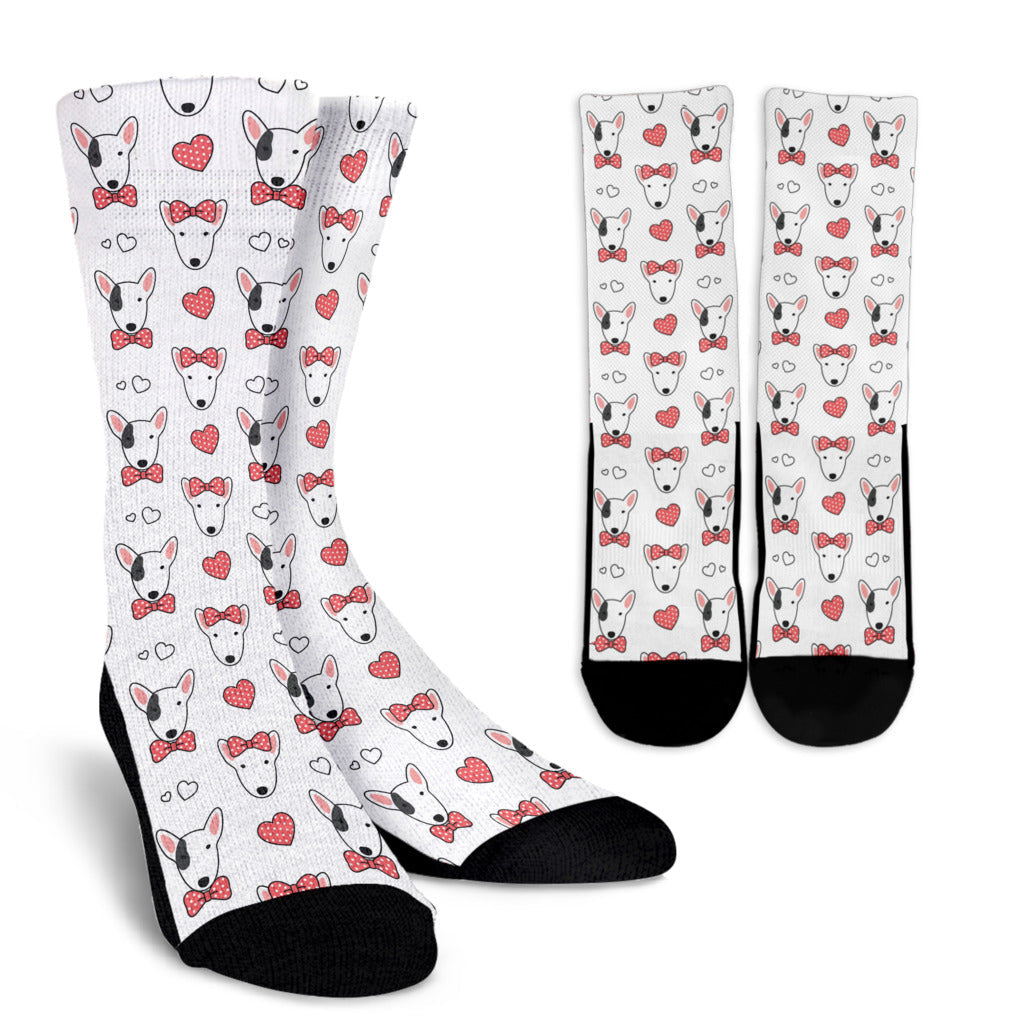 Bull Terriers Pattern Print Design 08 Crew Socks