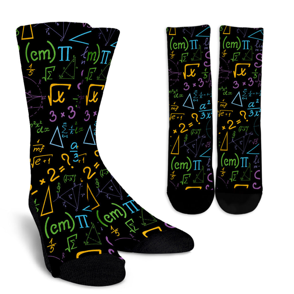 Math Pattern Print Design 03 Crew Socks