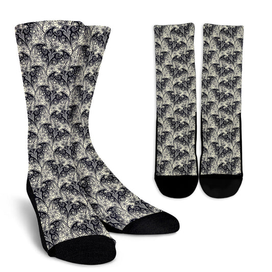 Bat Tribal Pattern Print Design 06 Crew Socks