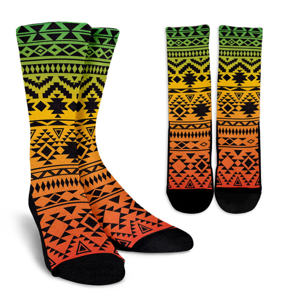 Rastafarian Pattern Print Design A04 Crew Socks