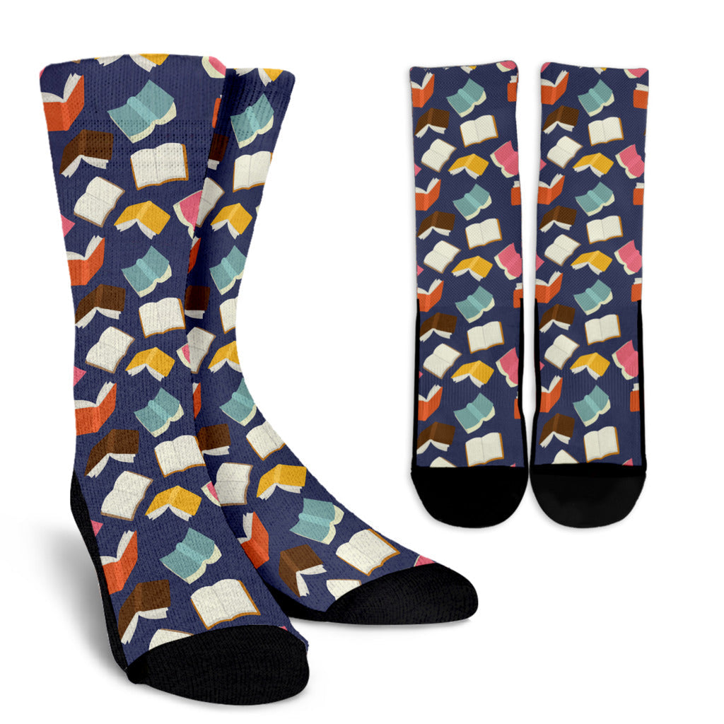 Book Pattern Print Design 01 Crew Socks
