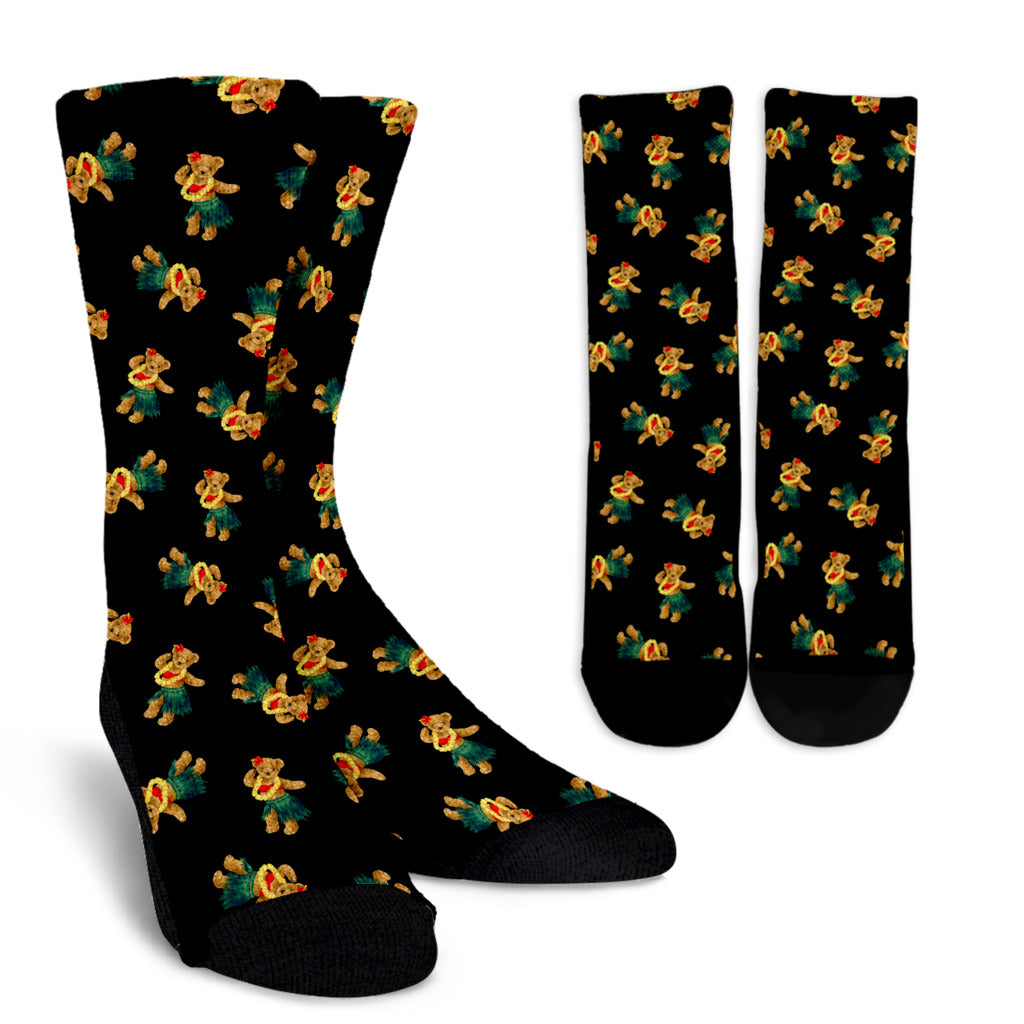 Hula Bear Pattern Print Design 06 Crew Socks