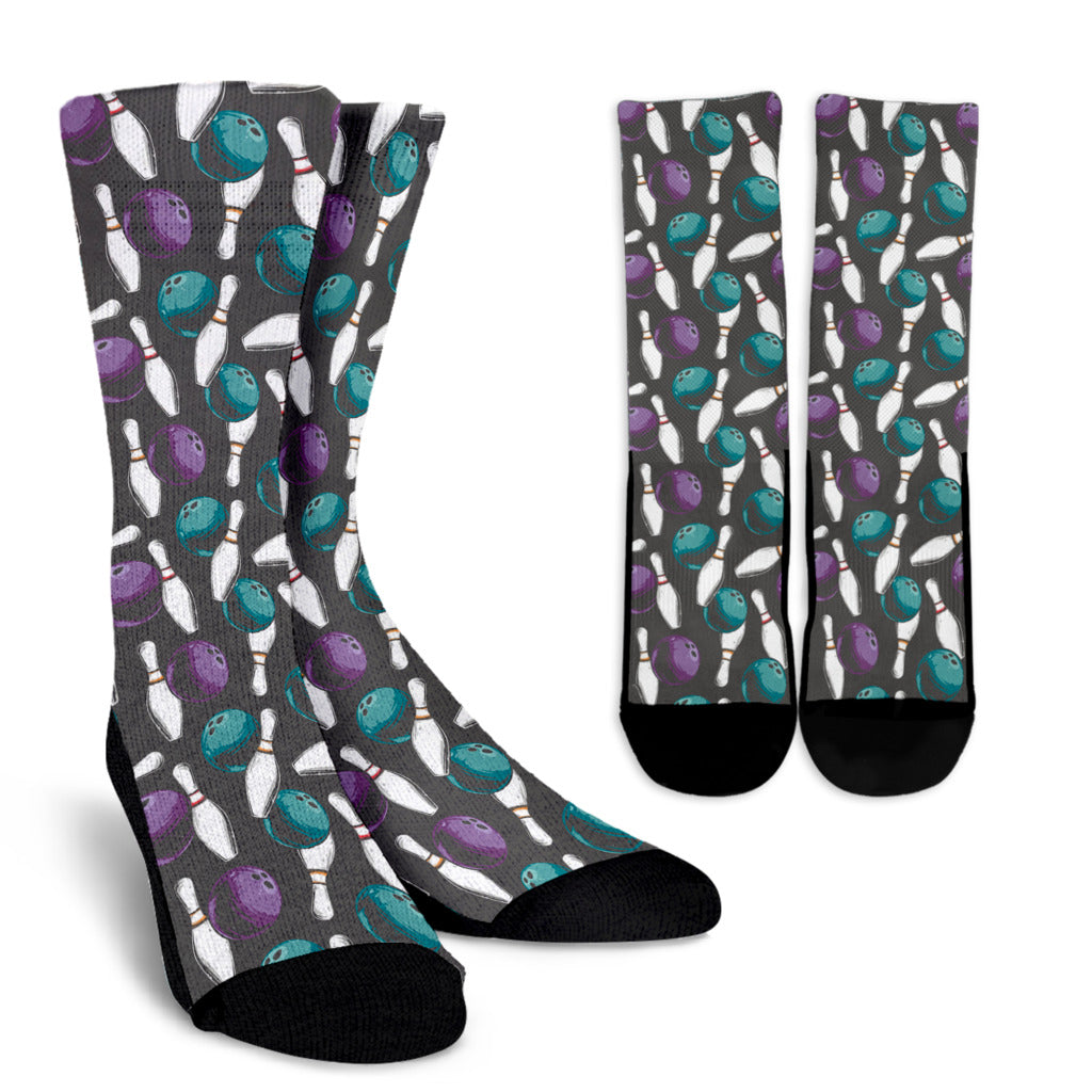 Bowling Pattern Print Design 03 Crew Socks