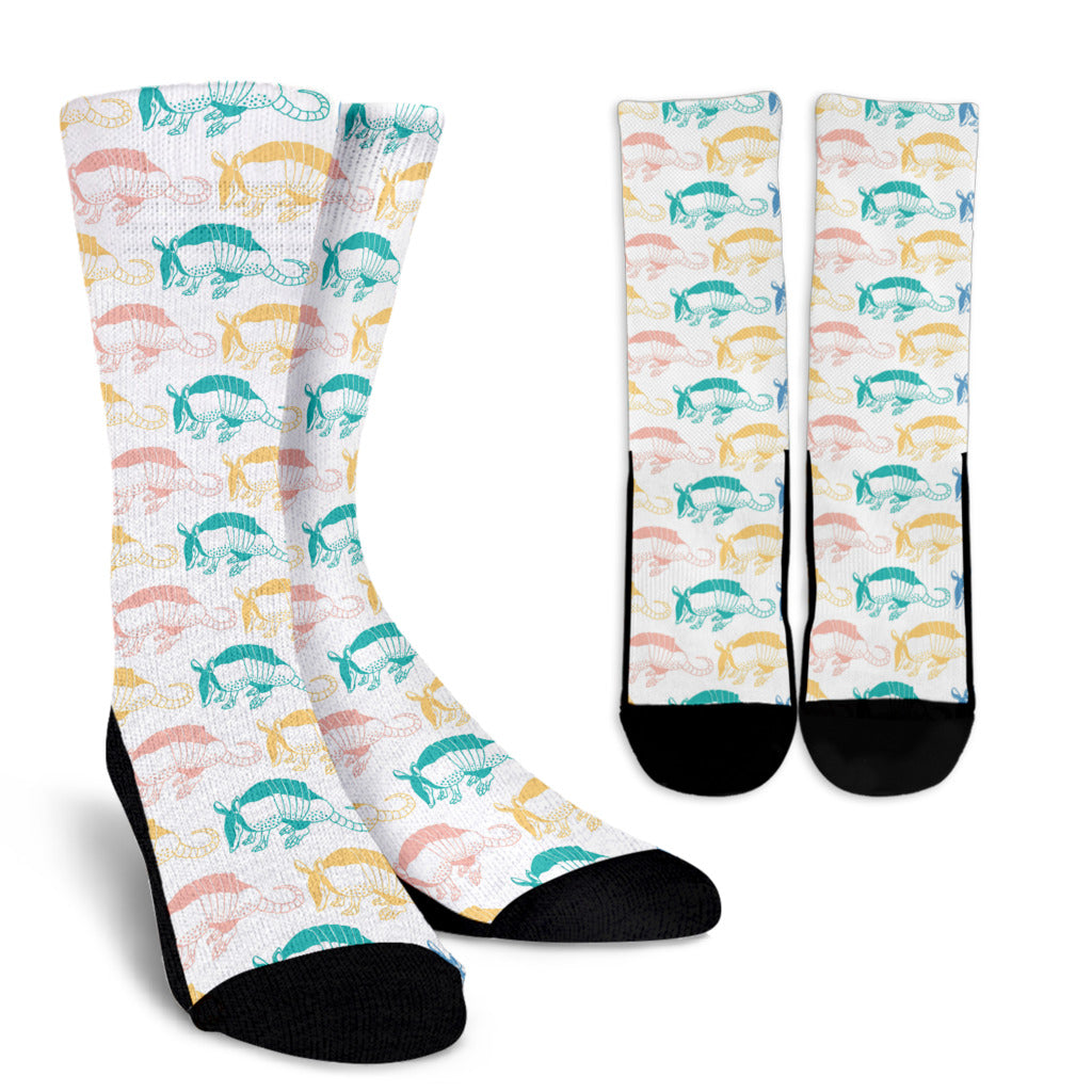 Armadillo Pattern Print Design 05 Crew Socks