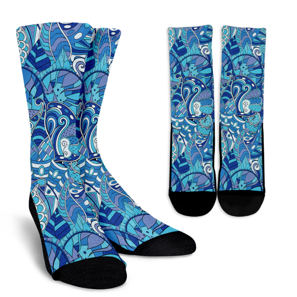 Funky Retro Pattern Print Design A02 Crew Socks