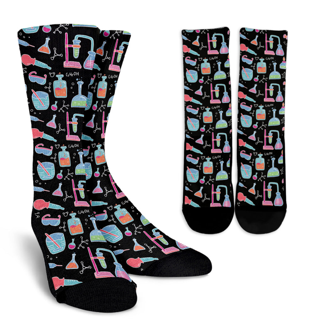 Chemical Pattern Print Design 06 Crew Socks