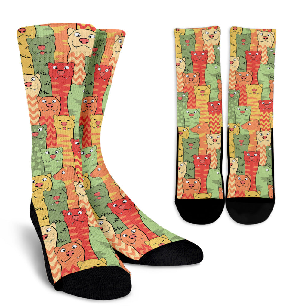 Ferret Pattern Print Design 01 Crew Socks