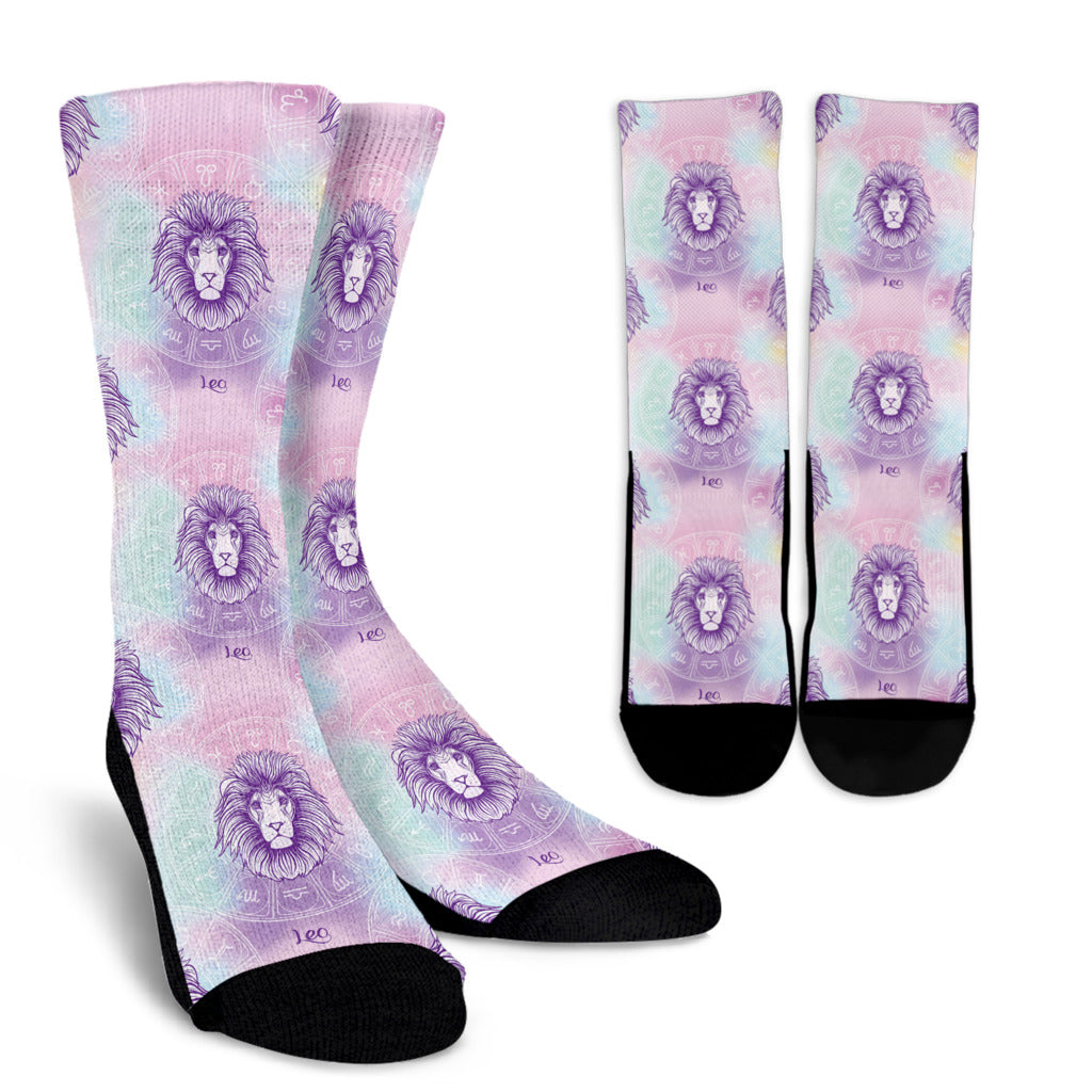 Leo Pattern Print Design 03 Crew Socks