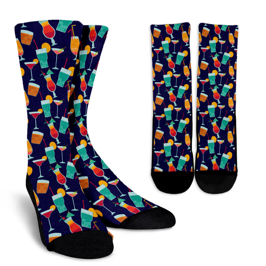 Cocktail Pattern Print Design 06 Crew Socks
