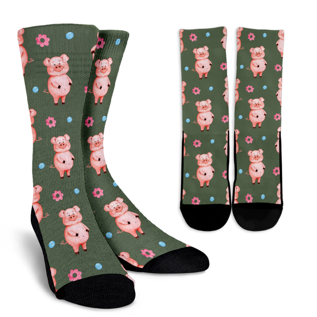 Pig Pattern Print Design 03 Crew Socks