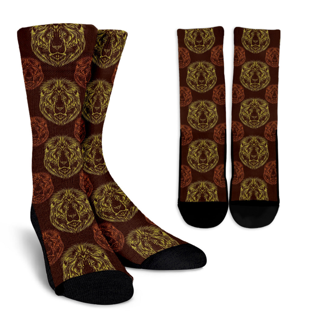 Lion Pattern Print Design 04 Crew Socks