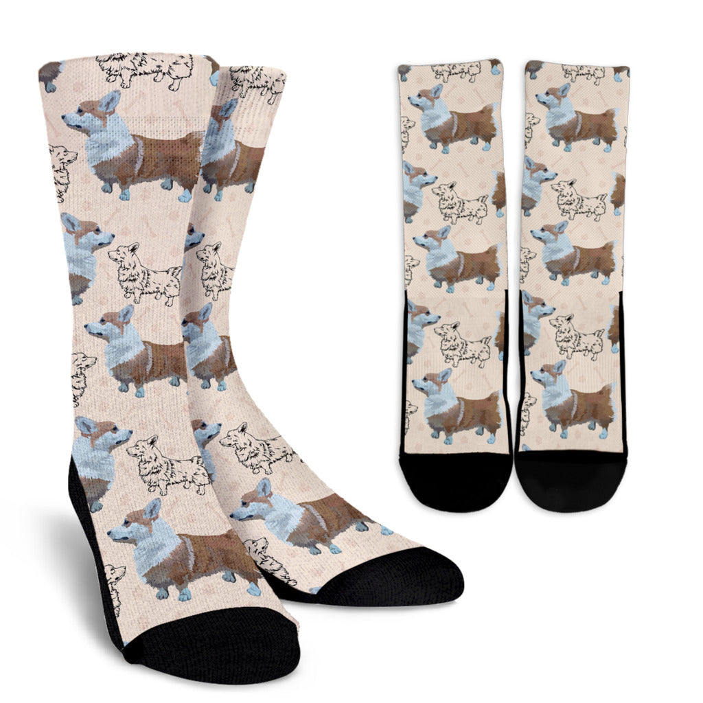 Pembroke Welsh Corgis Pattern Print Design A03 Crew Socks