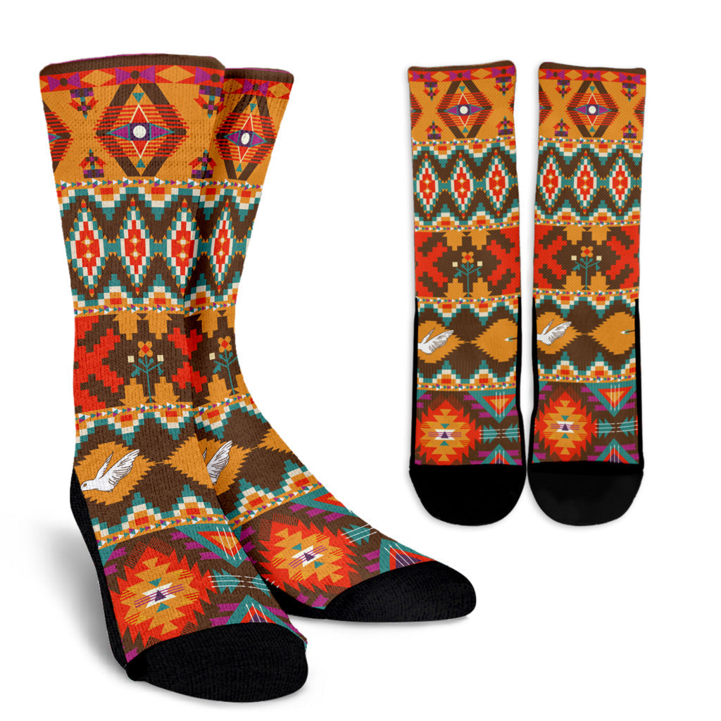 Native Pattern Print Design A01 Crew Socks