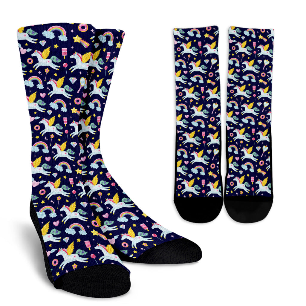 Pegasus Pattern Print Design 05 Crew Socks