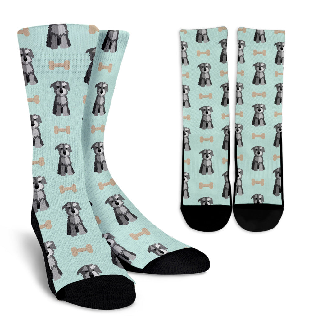 Schnauzers Pattern Print Design A03 Crew Socks