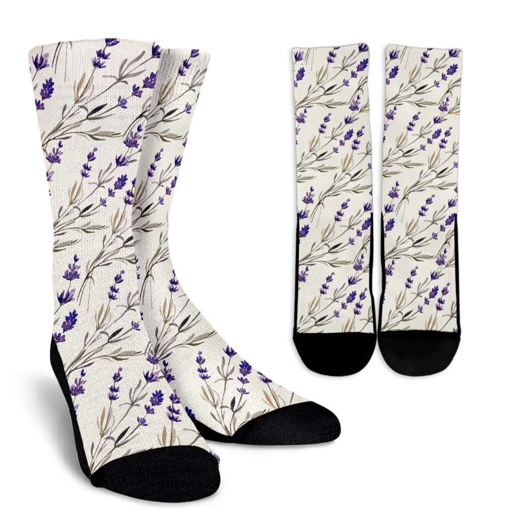 Lavender Pattern Print Design 01 Crew Socks