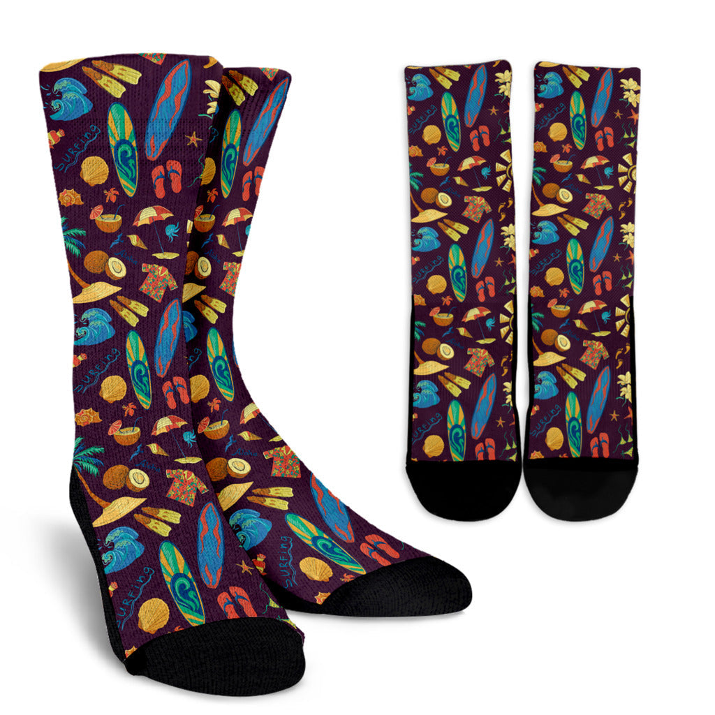 Aloha Hawaii Pattern Print Design 01 Crew Socks